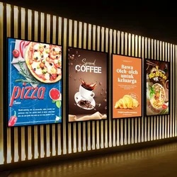 A1 A2 Ultra-thin Drawing LED Illuminated Light Box Tempered Glass Signboard Wall Mounted Bar Illuminated Display Vertical Advert