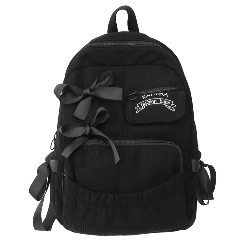 Tas Ransel Pelajar dengan Ikat Pita Lucu Kapasitas Besar Tas Sekolah yang Dapat Disesuaikan Tas Ransel dengan Pita Berlipit