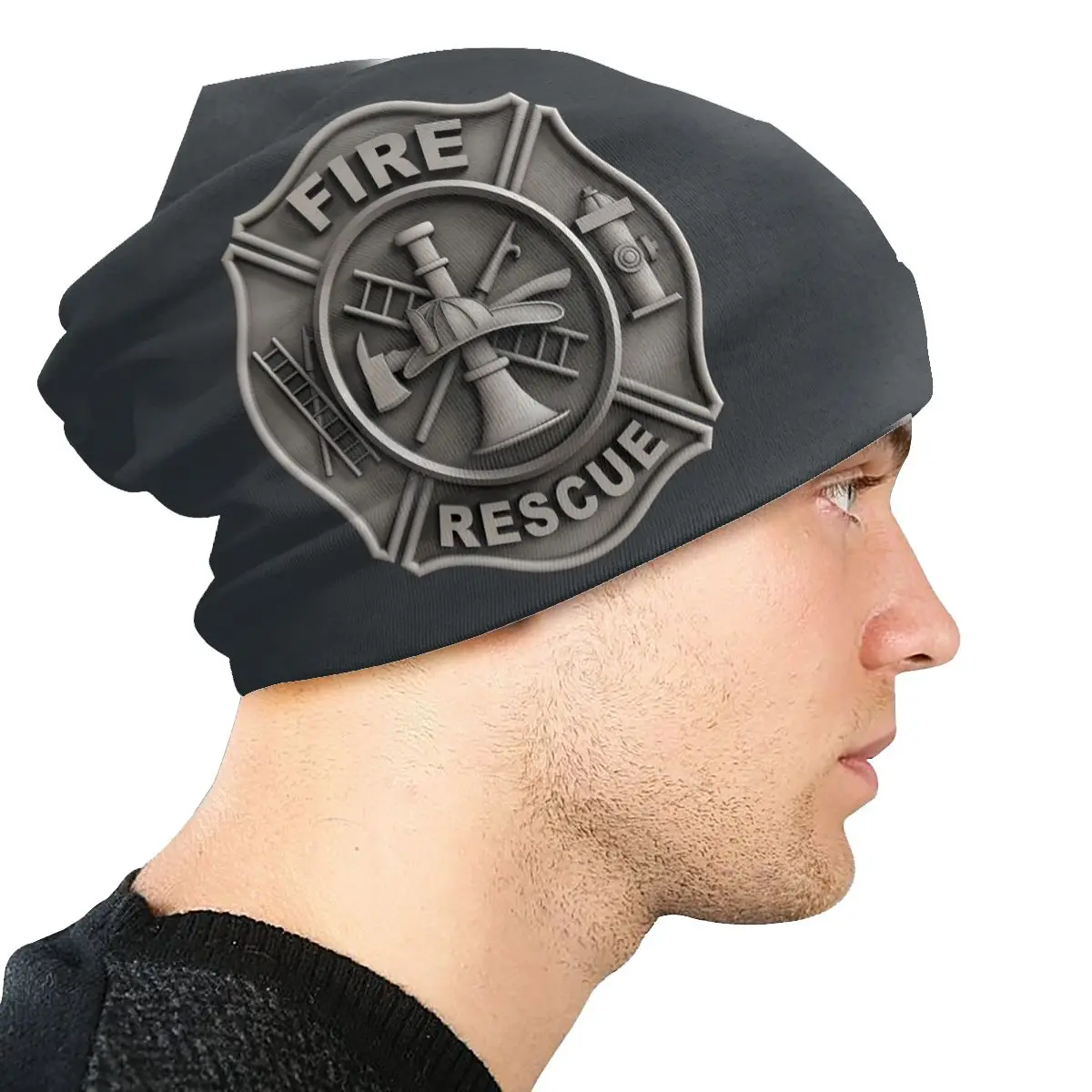 Fireman Fire Rescue Autumn Spring Hats Retro Thin Hat Bonnet Special Skullies Beanies Caps Men Women\'s Earmuffs