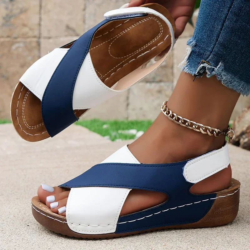 Women's Sandals Summer 2024 Wedge Heels Shoes Women Heeled Sandals Mix Color Summer Shoes Female Footwear Wedges Sandalias mujer