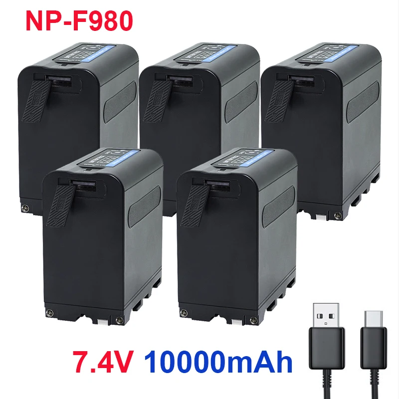 Original 7.4V 10000mAh NP-F980 NP-F970 NPF960 NP F970 Battery with USB Charge Output For Sony PLM-100 CCD-TRV35 MVC-FD91 MC1500C