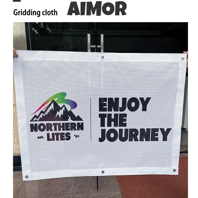 AIMOR Advertising Fabric Fence Mesh Rain and Sun Protection Propagate Customized Printing Outdoor Windproof Banner Event