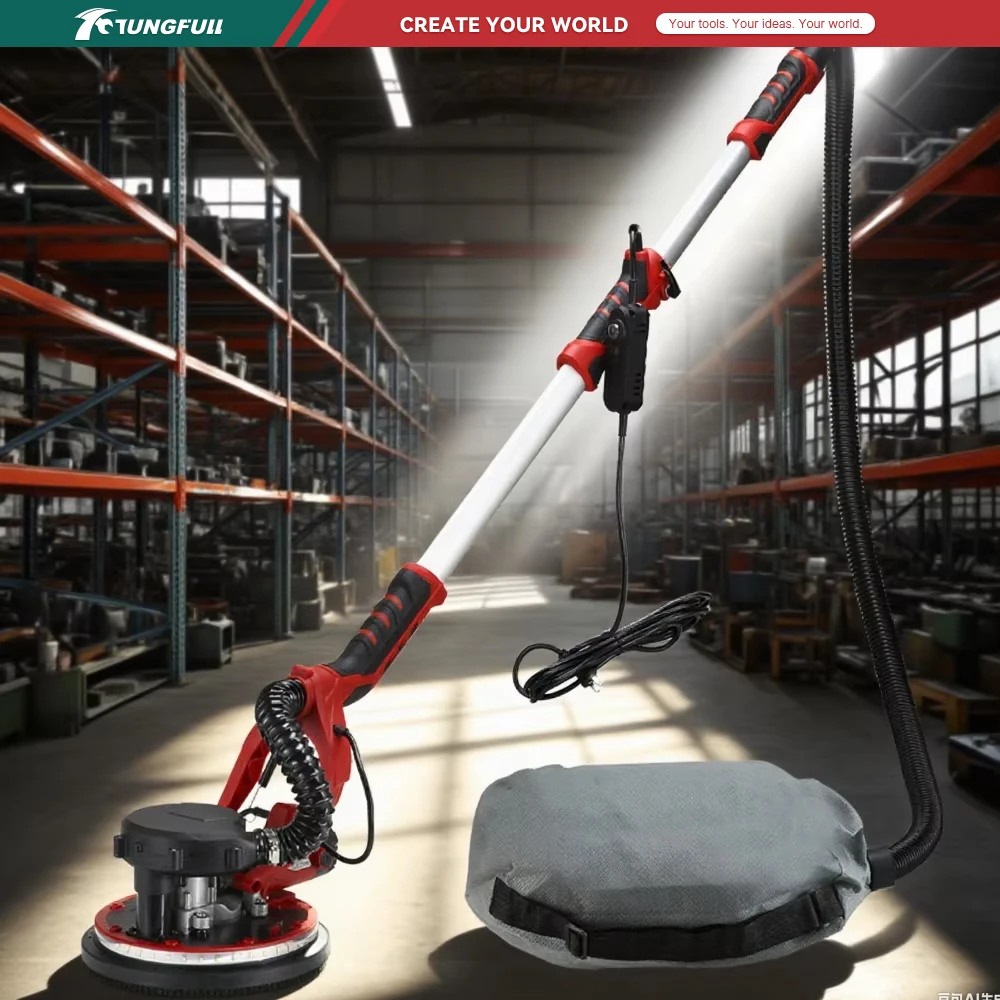 Electric Wall Sander with LED Light Extendable Handle Automatic Dust Collection Wall Putty Sanding Drywall Polishing Machine