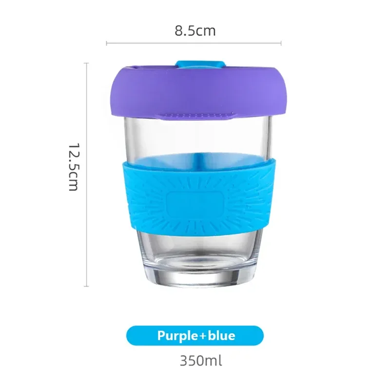 Anti-skid Transparent Heat Resistant Coffee Glass 350ml Portable Travel Silicone Sleeve Glass Milk Mug Glass Tea Cup Mug