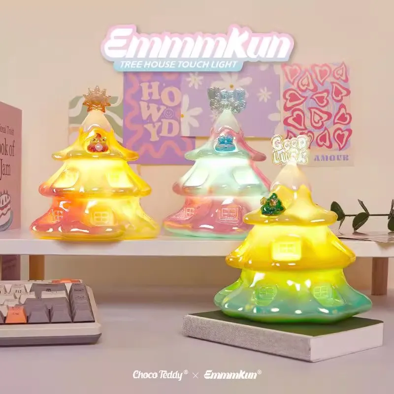 Emmmkun Tree House Touch Light Series Blind Box Night Light Anime Figure Toy Cute PVC Bedside Led Lamp Lamp Kawaii Children Gift