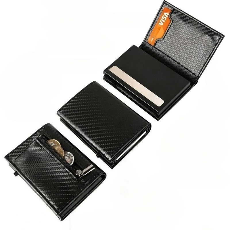 Slim Pop Up Cards Purse,Multi Card Slots Trifold Wallet with Zip Coin Pocket, Anti Skimming RFID Card Holder for Men Office Trip