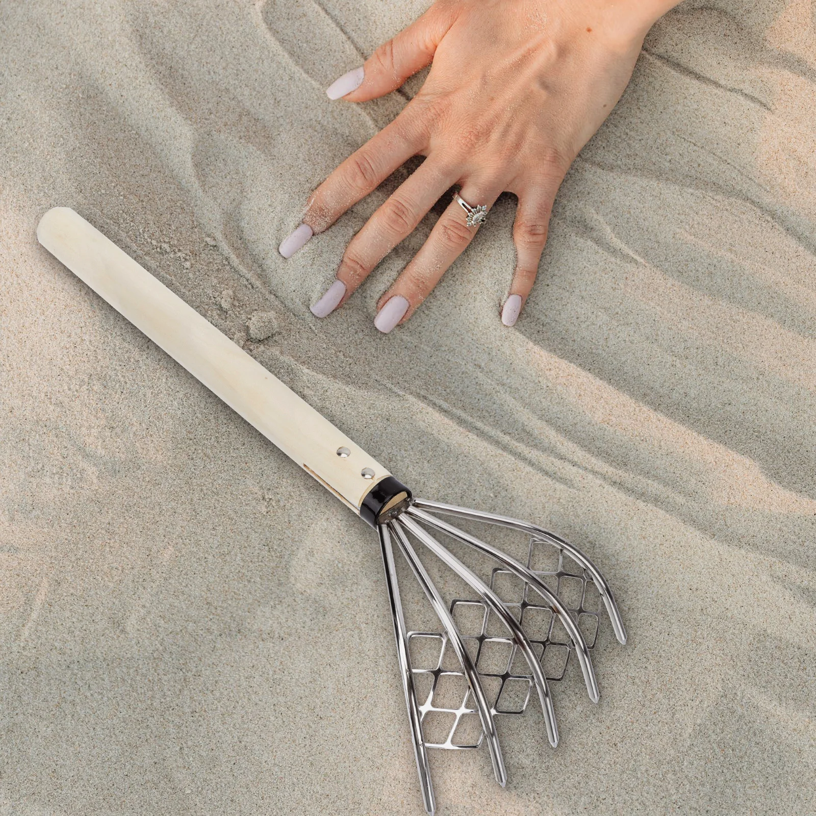 

Stainless Steel Clam Rake Durable 304 Material Wood H Loosening Soil Spreading Child Size 5 Claw Net Garden Tool Shovel