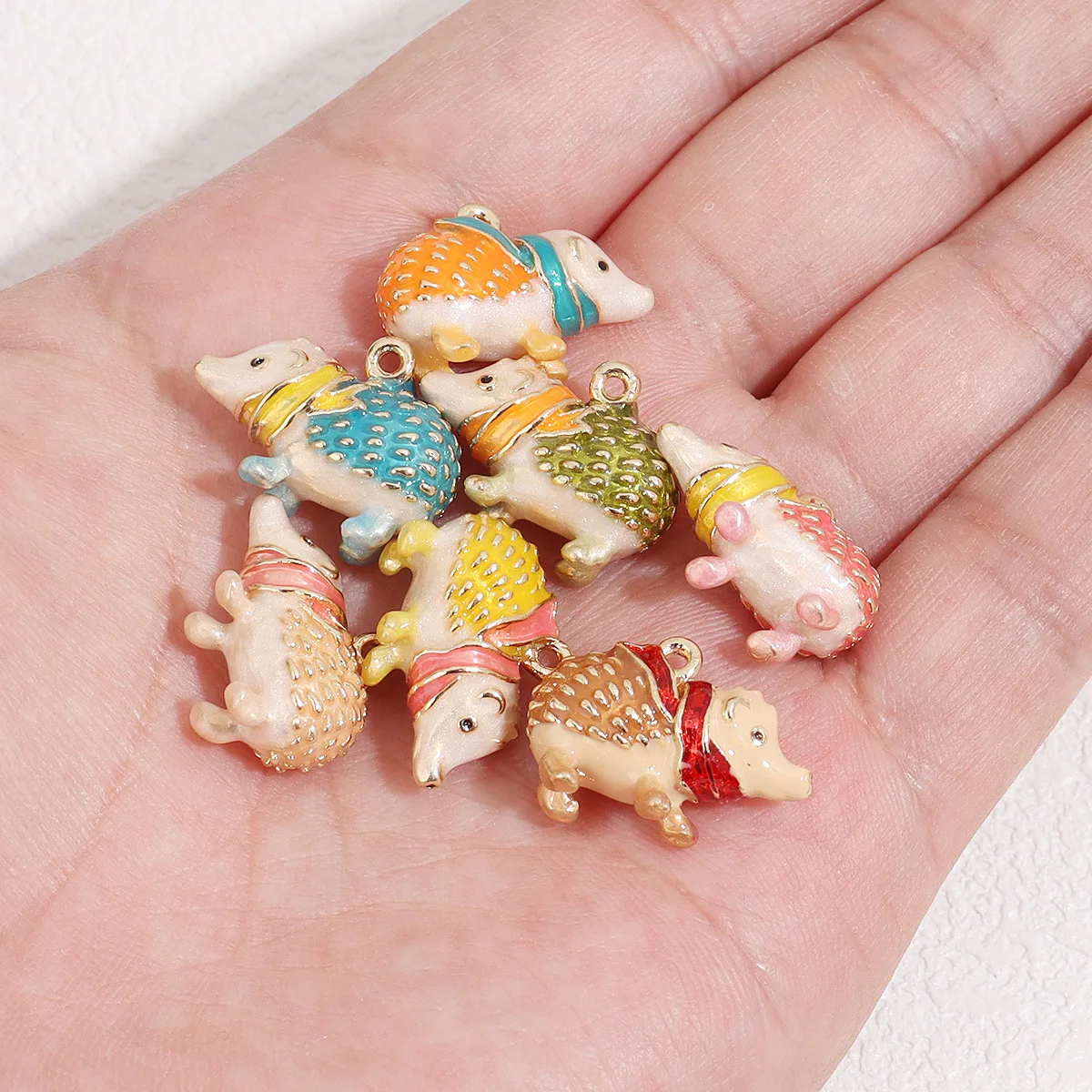 

14 шт./лот, набор для творчества: аксессуары для украшений, подвеска-ёжик из сплава с эффектом масляной эмали, для браслетов и телефонных ремешков