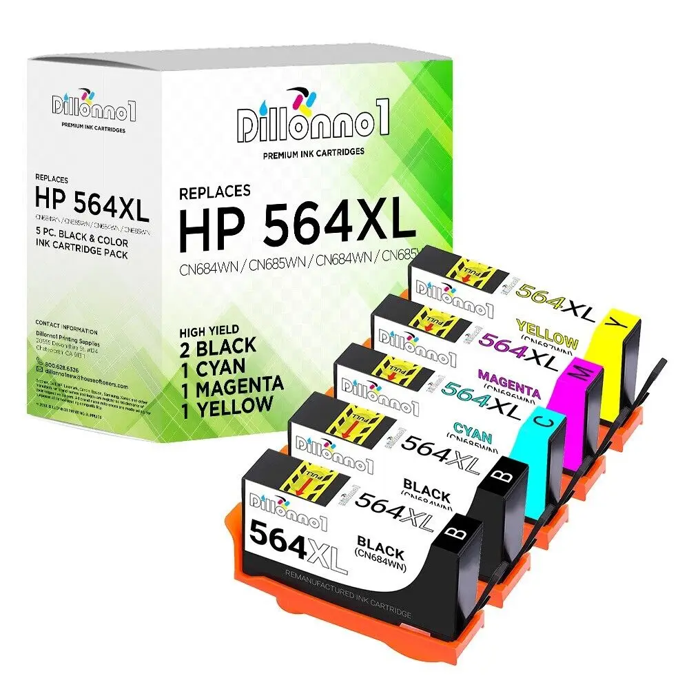 5PK # 564XL zestaw tuszów do HP Deskjet 3070a 3520 3521 3522 3526 OfficeJet 4620 4622