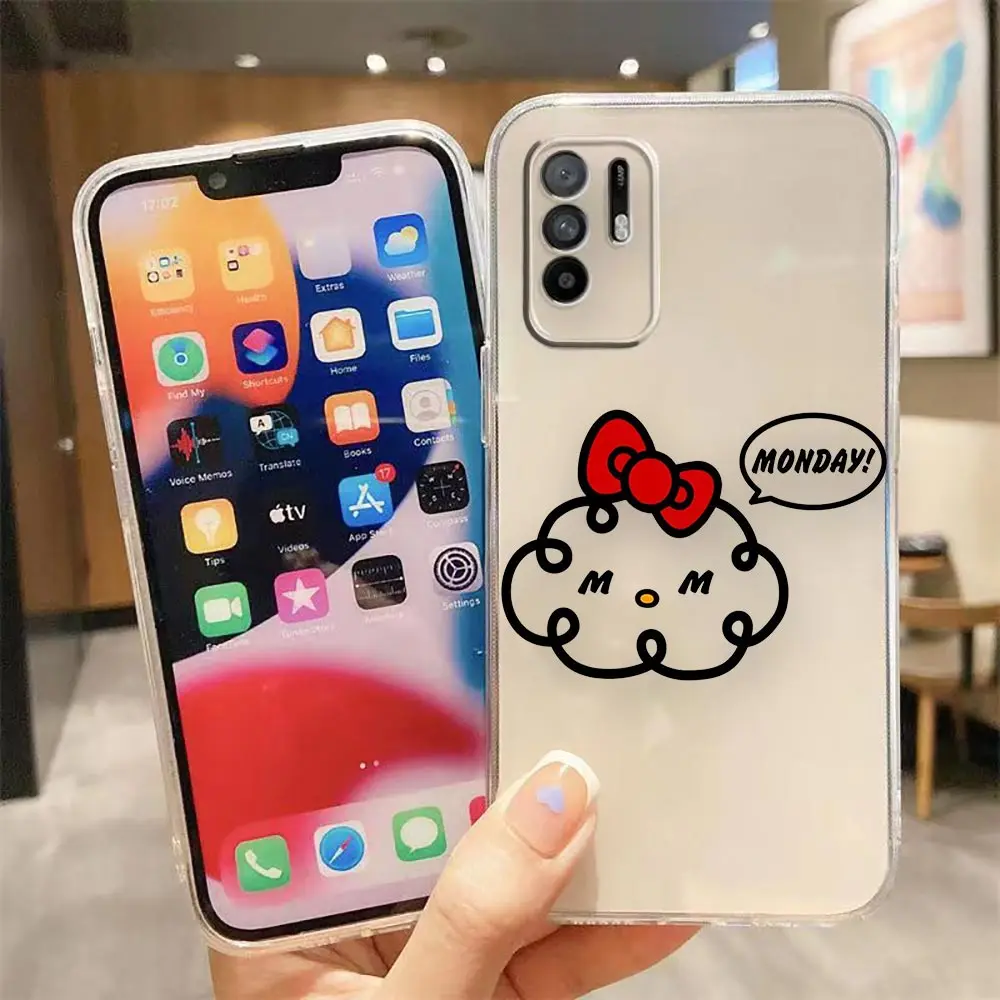 Clear Phone Case For OPPO A98 A96 A95 A94 A78 A74 A73 A58 A55 A54 A31 A17 A16 A16E A15 A9 A5 Case Shell Cartoon Hello Kitty Cat