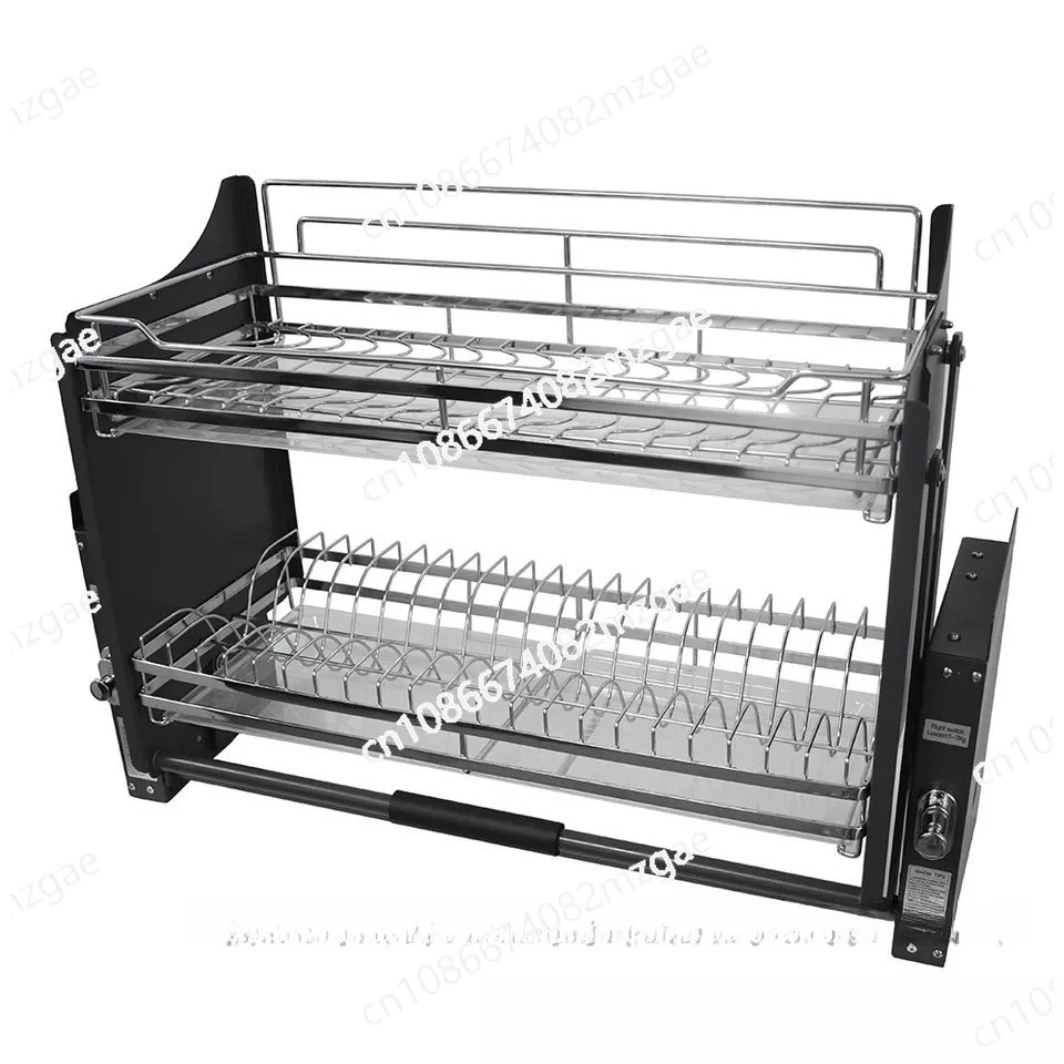 

Kitchen Hanging Cabinet Damping Buffer Lifting Basket Stainless Steel Storage Basket