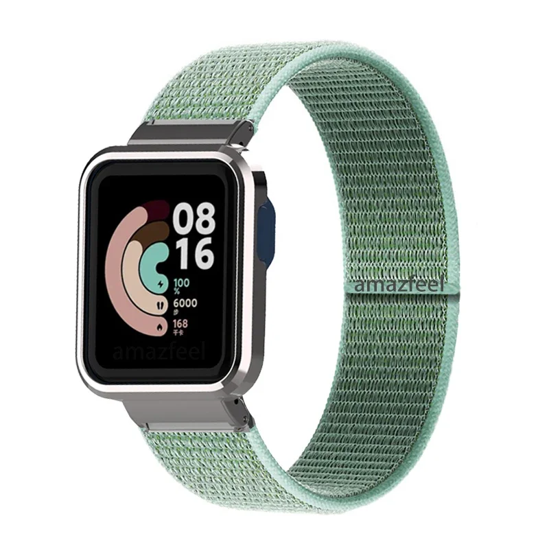 Xiaomi Mi Watch Lite 케이스 용 나일론 팔찌 Redmi Watch 2 Lite / Mi Watch Lite 범퍼 코레아 밴드 용 스트랩 메탈 프로텍터