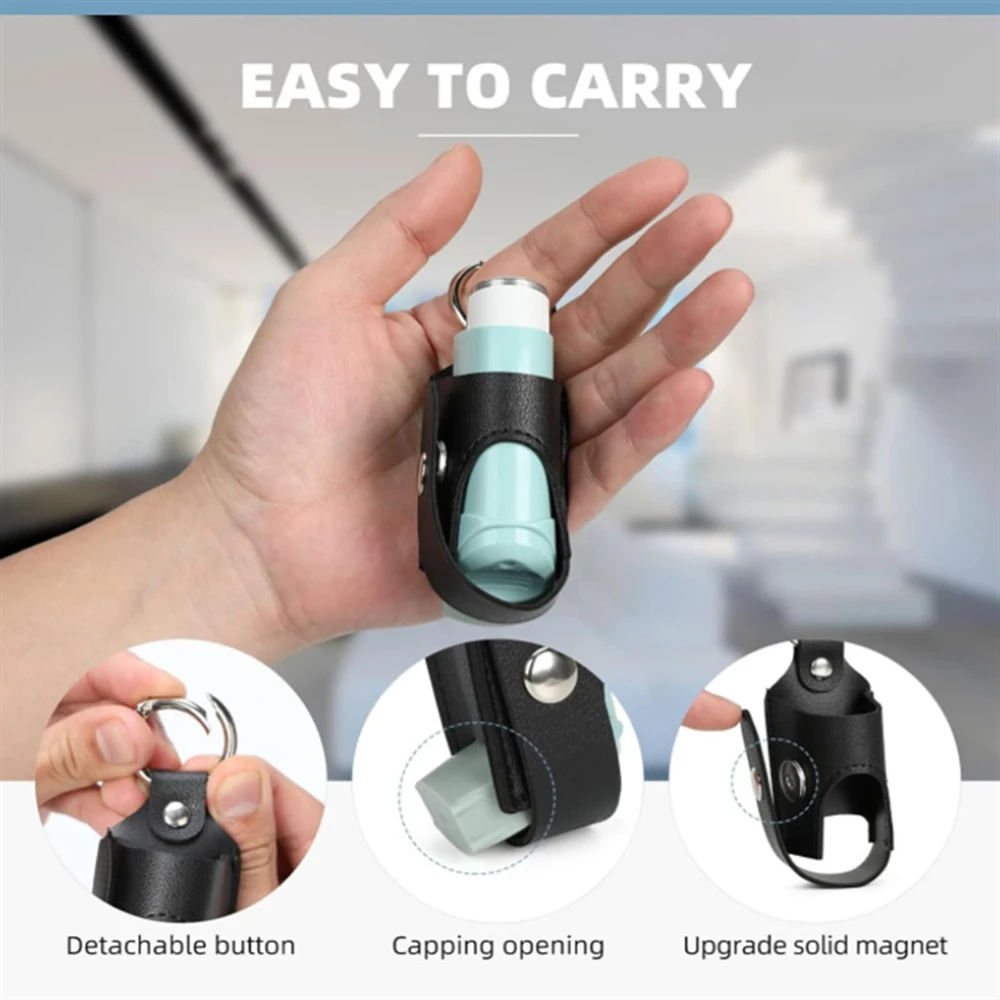 Portable Cough Storage Bag Antibacterial Spray Bottle  Use PU Leather Protective Case Night Asthma Inhaler Bracket For Outdoor