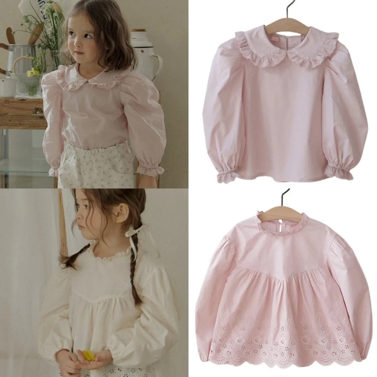 Kids Blouse for Girls 2024 Baby Girls Lace Doll Long Sleeve Shirt Princess Shirts Blouse 구찌 White Blouse