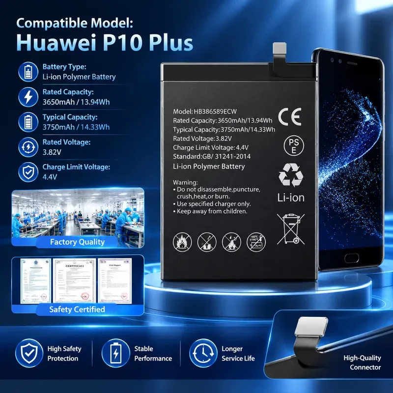 HB386589ECW  Battery For Huawei P10 Plus Honor V10 Mate 20 Nova 4 Replacement  Custom Mobile Phone