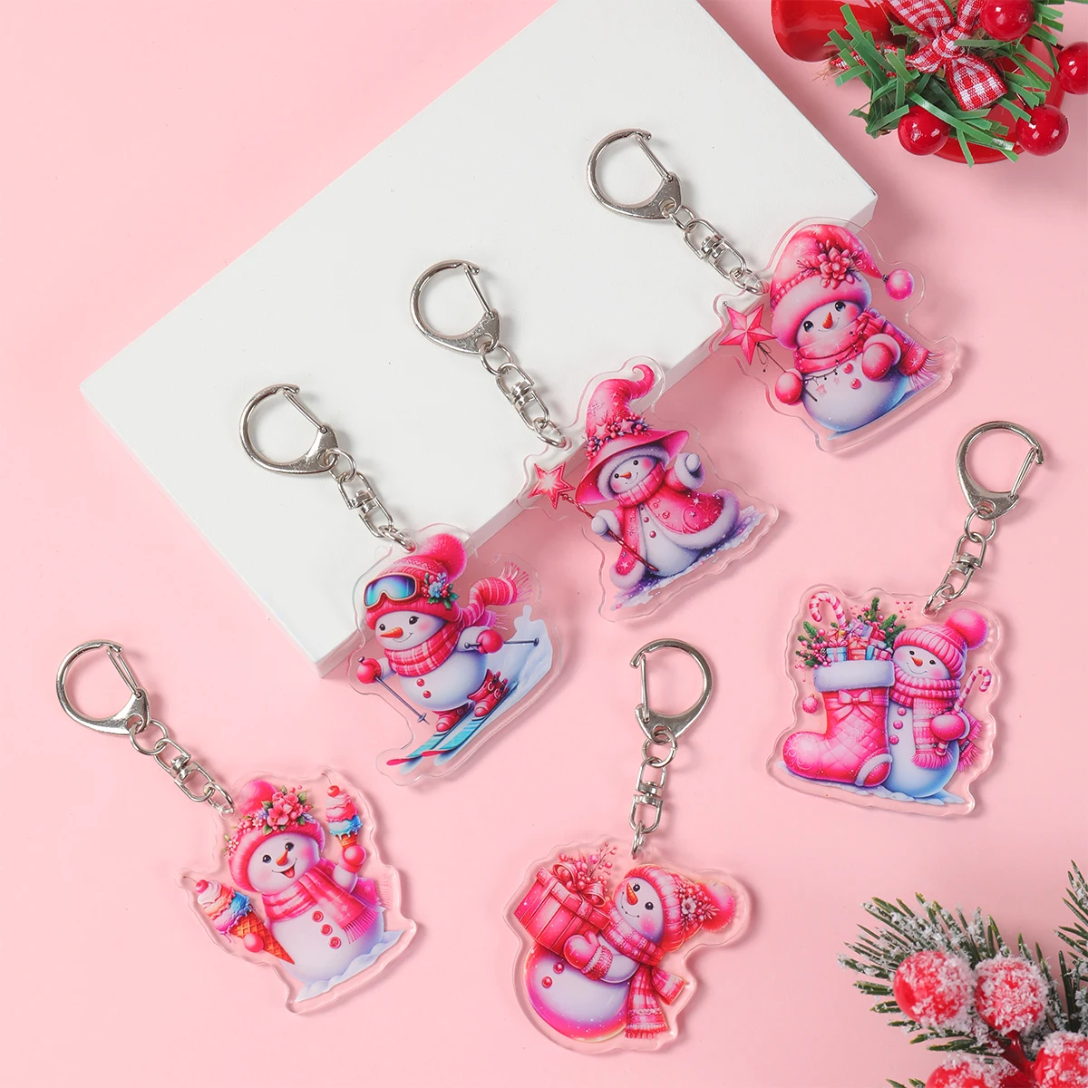 

6pcs Christmas Keychain Christmas Decor for Home 2025 Santa Claus Snowman Keyring Xmas Ornament Navidad Natal New Year Gift 2026