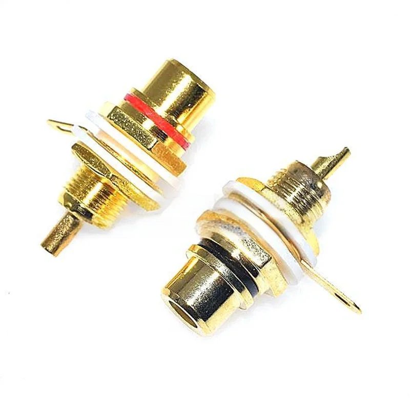 10PCS Gold-Plated RCA Female Jack RCA Female Socket Black/Red for Audio Amplifiers RCA Socket RCA Female Jack Socket