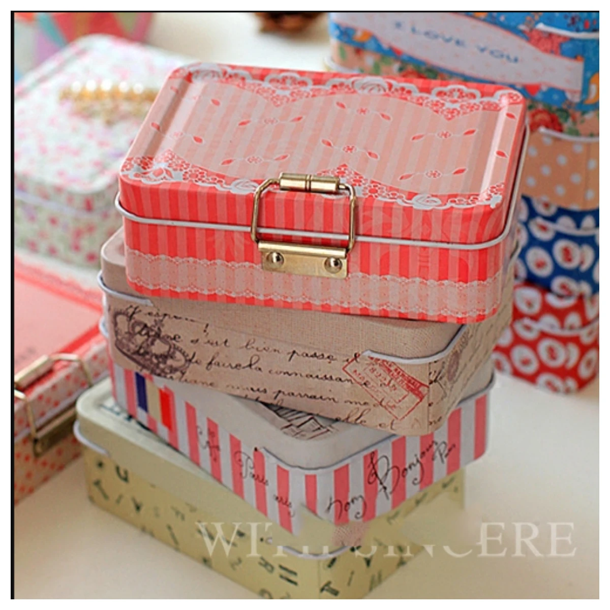 Retro Double Layer Storage Box With Buckle Small Metal Collectables Tin Boxes Lovely Gifts for Kids Jewelry Packaging Candy Box