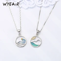 WYEAIIR 925 Sterling Silver Vow Sea Mountain Wave Clavicle Chain Female Necklace For Women Party Birthday Gift