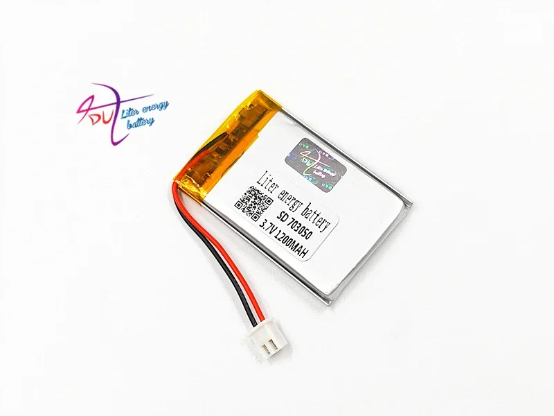 JST 2.54mm 2pin 703050 3.7V 1200mAh Lithium Polymer LiPo Rechargeable Battery connector 703048 For Mp3 MP4 GPS bluetooth camera