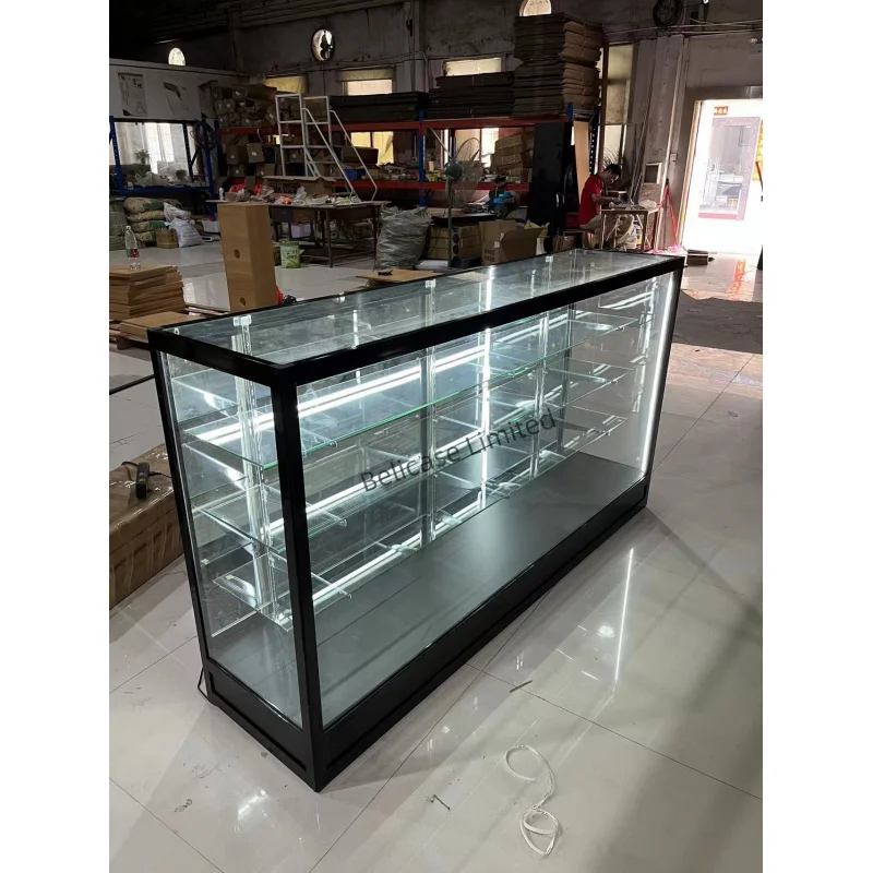 (customized)Aluminum Frame Glass Display ExtraDisplay Cabinet Smoke Shop Showcase Counters with Sliding Doo