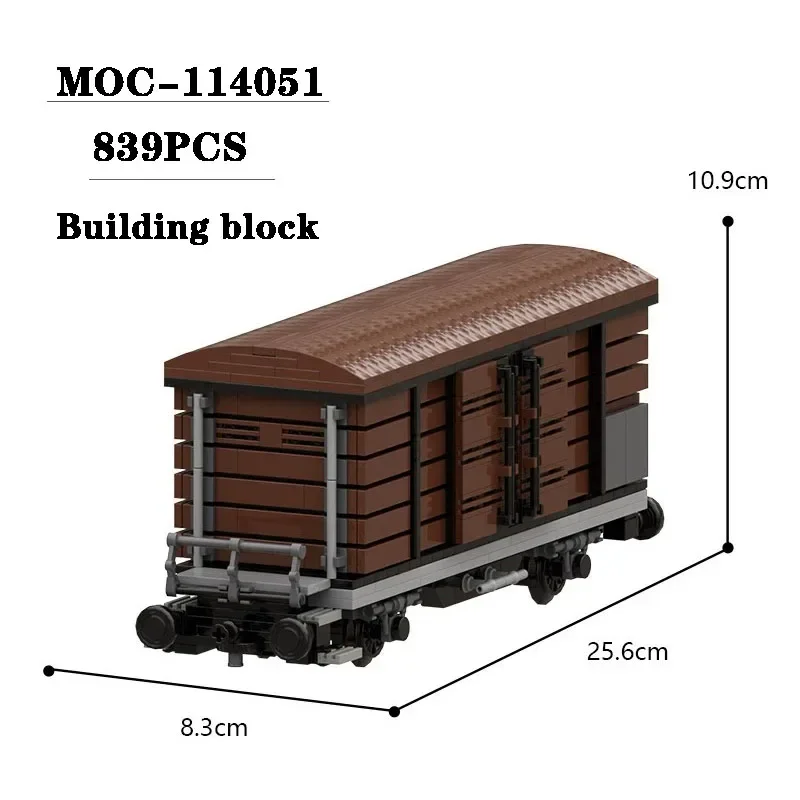 

2023 New MOC-114051 Railway Train Carriage Modification Extended Splice Model 839PCS Adult and Children's Birthday Toy Gift