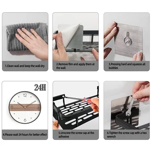 رف مستطيل معلق على الحائط ، حامل ثلاثي القوائم شامبو دش ، لا مثقاب ، أرفف الحمام ، دش الزاوية أفضل 6 منافذ حمام مبيعا - No4