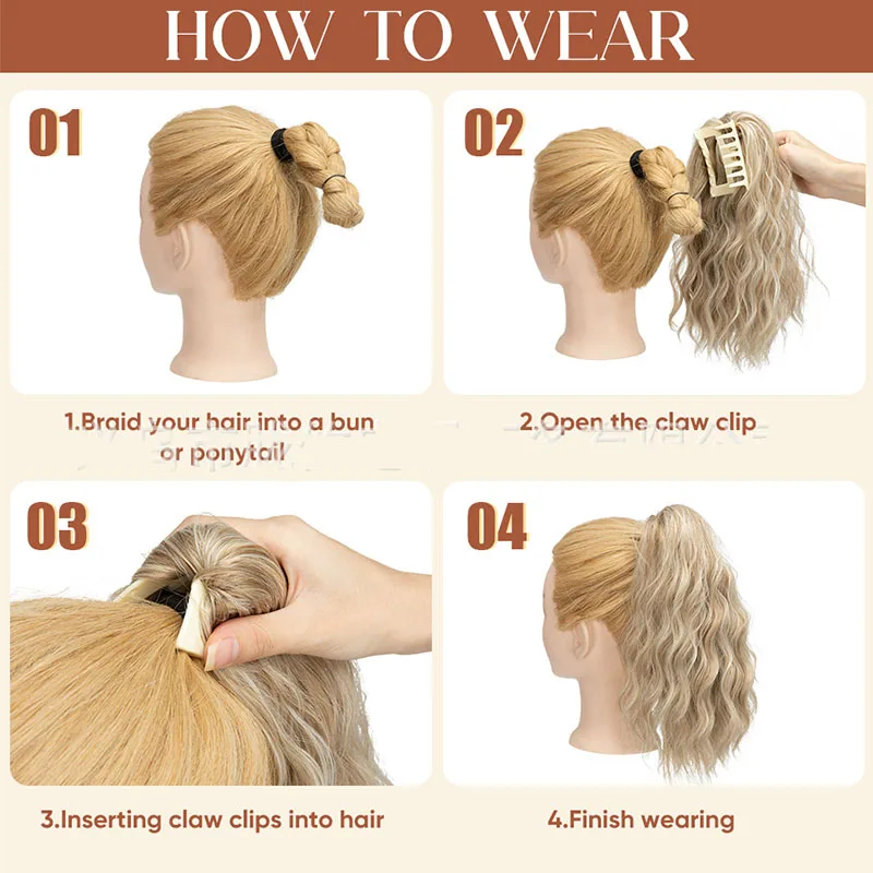 Small Roll Design Wig, Fluffy Texture, Unique Hairstyle Fashion Sense, Short Ponytail, Convenient for Daily Use