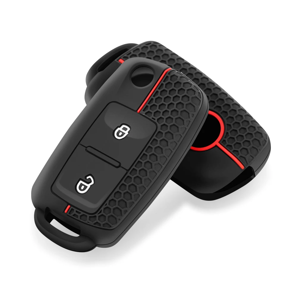 Silicone Key Case Cover For VW Passat Golf 4 5 6 Polo T5 Caravelle Touran Skoda Octavia Fabia Seat Toledo Ligier JS 50 Sport