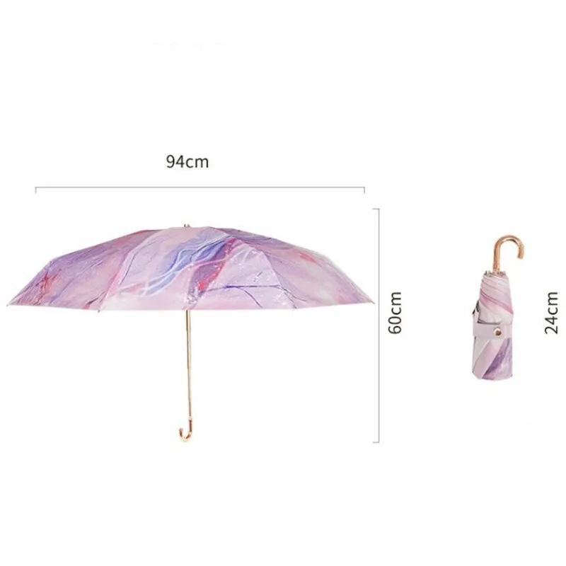 Vintage Flowers Butterfly Umbrella Golden Hook Handle Portable Sunny And Rainy Dual Use Folding UV Protection Fashion Umbrella