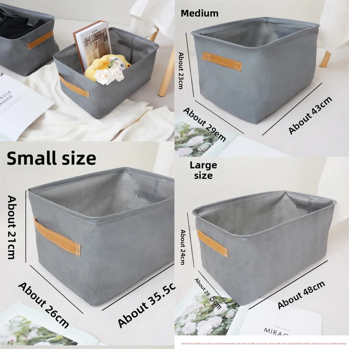 Nordic Style Foldable Clothes Storage Box Non-woven Fabric Collapsible Wardrobe Organizer Bin for Bedroom Home Organization