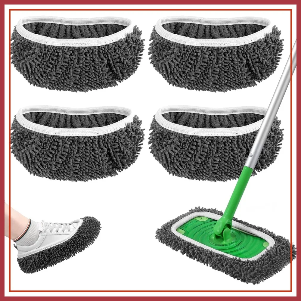 

Reusable Wet & Dry Mop Pads Refill, 4 Pack Washable Microfiber Cloths for 10-12 Inch Mops