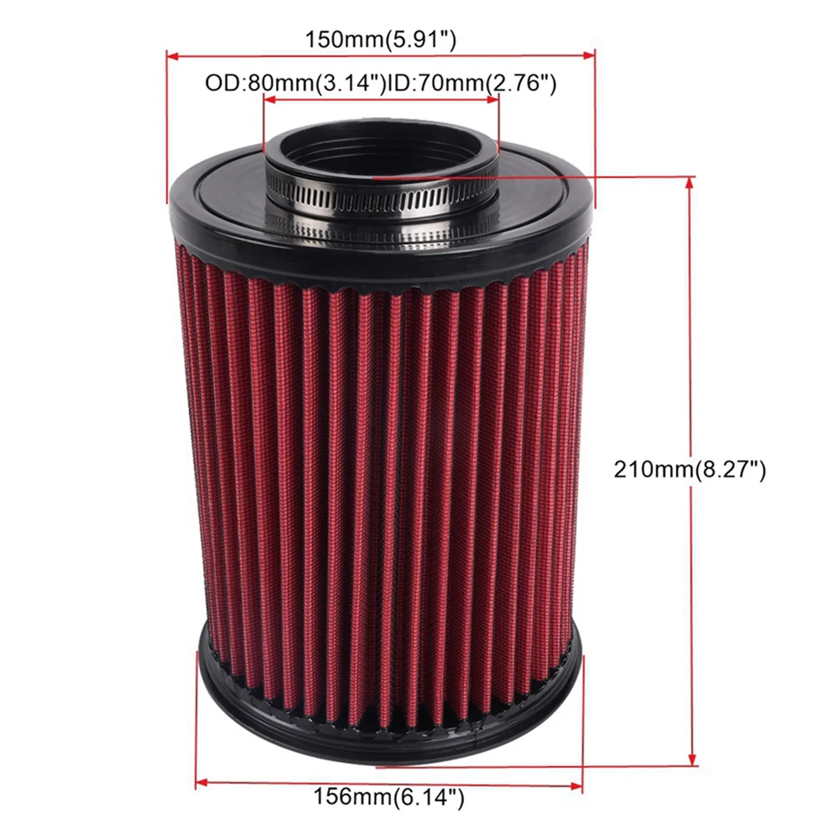 70MM High Flow Car Air Filter E-2993 Cold Air Intake Air Filter for Ford Focus Escape MKC RS-OFI106