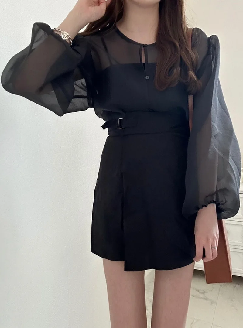 

Нежный легкий топ-фонарик из прозрачного шифона с эффектом омоложения, двусторонний, для молодежи