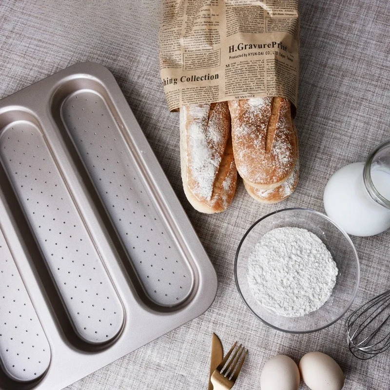 French Bread Roasting Trays Oven Universal Baking Tray Mold for Making Long Bread Strips Non-Stick Deep Baking Pan Easy To Clean