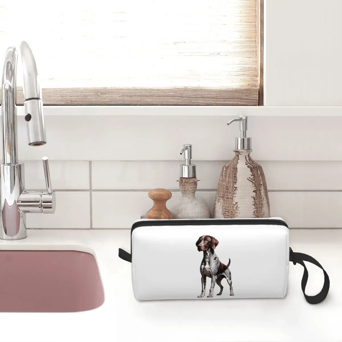 German Shorthaired Pointer Dog Bone And Paw Pencil Case for Students Pen Box Pencil Bag Stationery Supplies Women Cosmetic Bag view 4