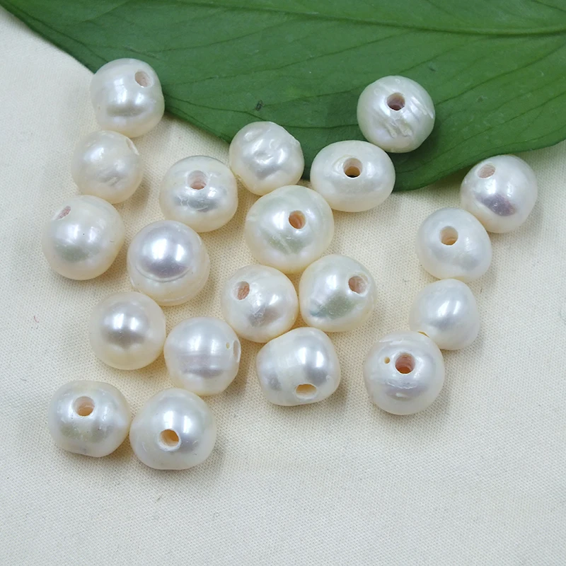 100pcs  11mm AA freshwater 2.5mm internal hole white pearl beads!