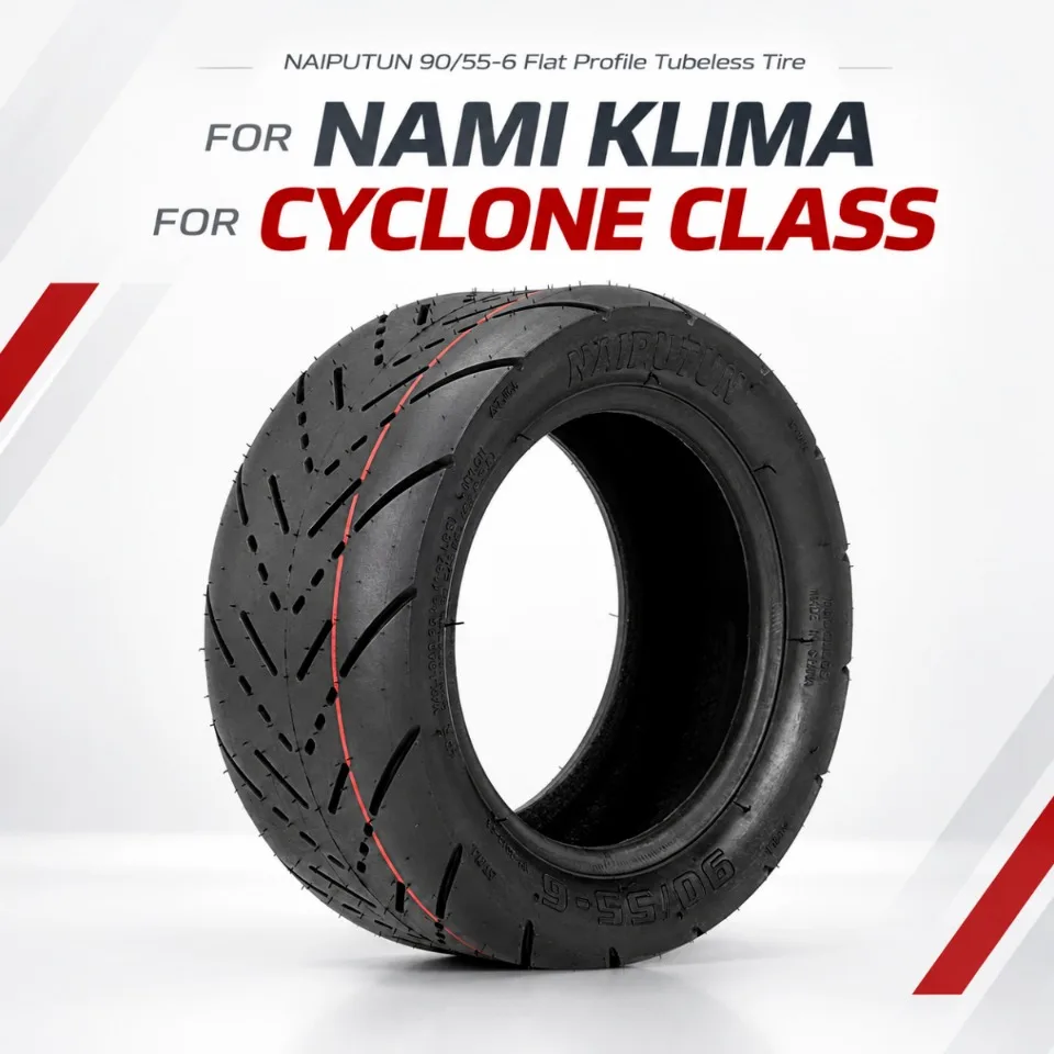 NAIPUTUN 90/55-6 Flachprofil-Schlauchloser Reifen 10x3.0-6 Straßen-Vakuumreifen für 6-Zoll-Felge E-Scooter Nami Klima Cyclone Class – Detail 2