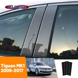For VW Tiguan MK1 2009-2017 2008 2009 2010 2011 2012 Carbon Fiber Window Door Column Deal B C Pillar Post Cover Trim Sticker