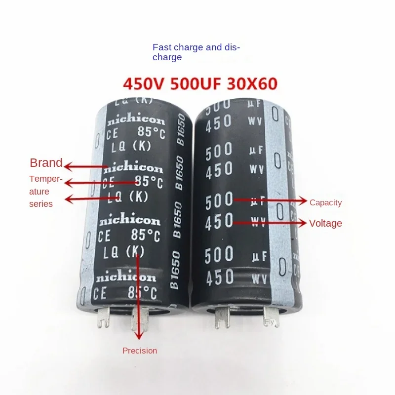 DIXSG (1PCS) Fast charge and discharge 450V500UF 30X60 nichicon electrolytic capacitor to replace 470UF welding machine