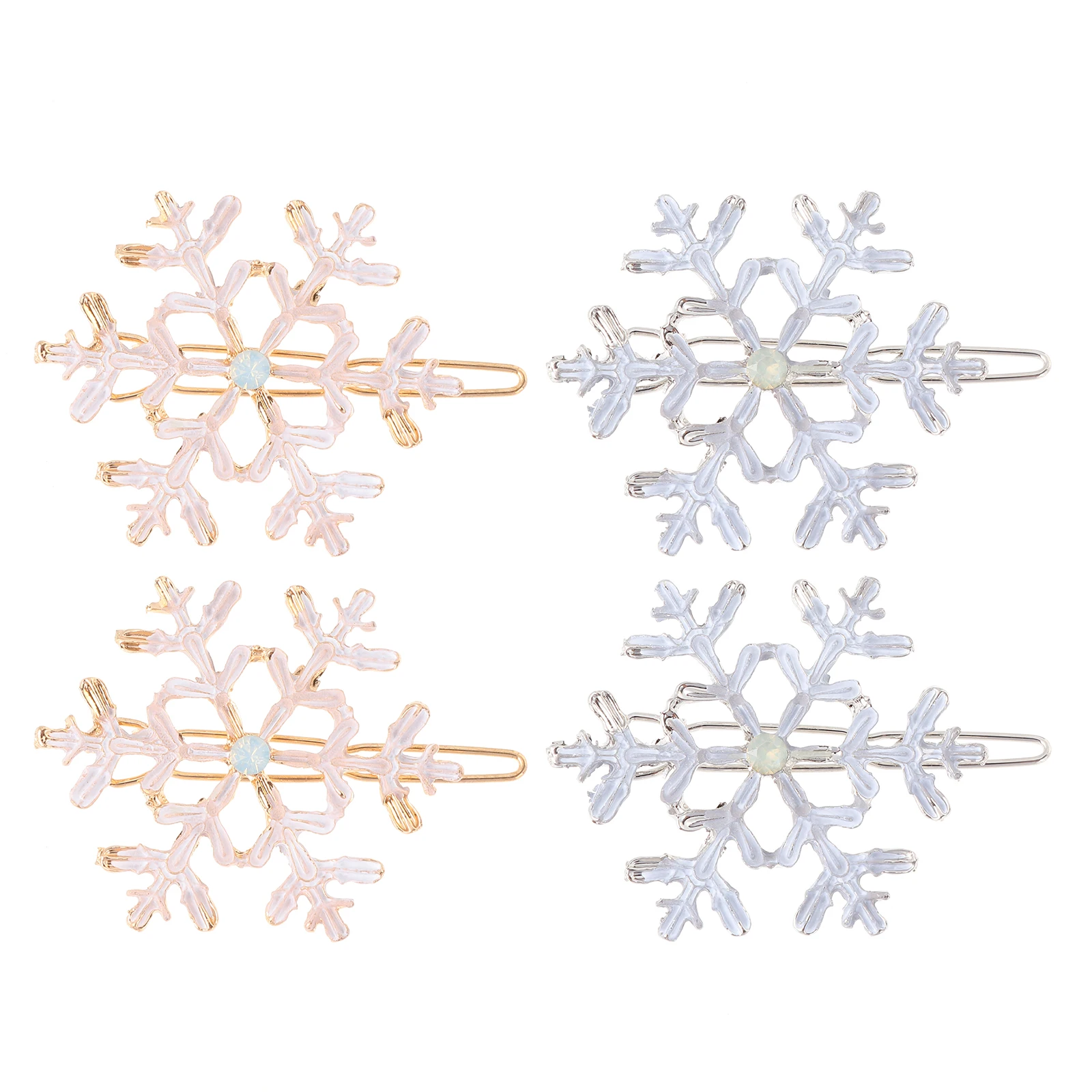 

4pcs Snowflake Hair Clips Durable Material Christmas Accessories Women Fine Pins Xmas Supplies Hairstyle Decorations