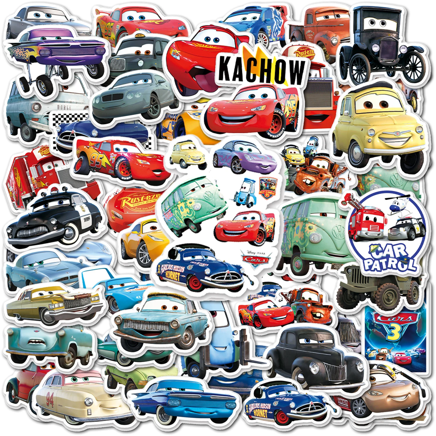 10/50Pcs Disney Carros Relâmpago McQueen Adesivos Scrapbook Graffiti Bagagem Mala Skate Decalque Guitarra Anime Adesivos Brinquedo