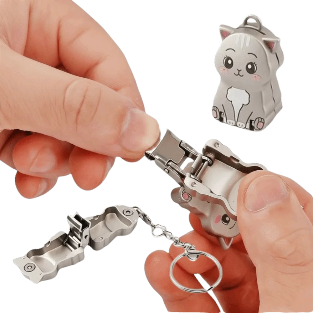 Exquisite Compact Nail Clippers Foldable Cat-shaped Nail Trimmer Keychain Pendant Decoration Fingernail Trimmer Hands