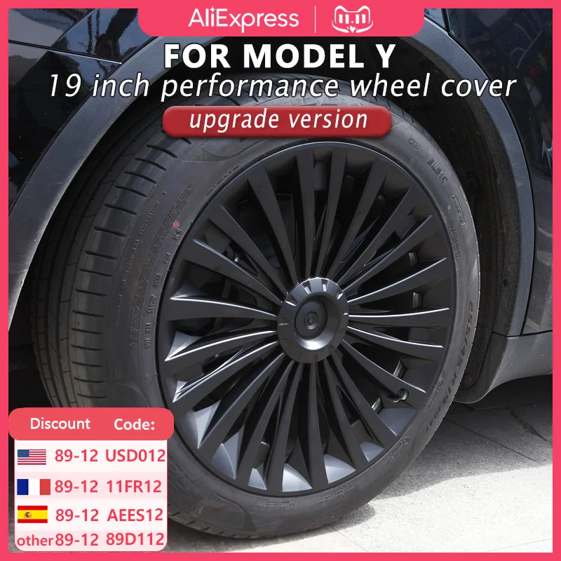 4PCS Wheel Caps 19 Inch Hub Cap Performance Automobile Replacemen HubCap Full Rim Cover For Tesla Model Y 2020-2024 Accessories