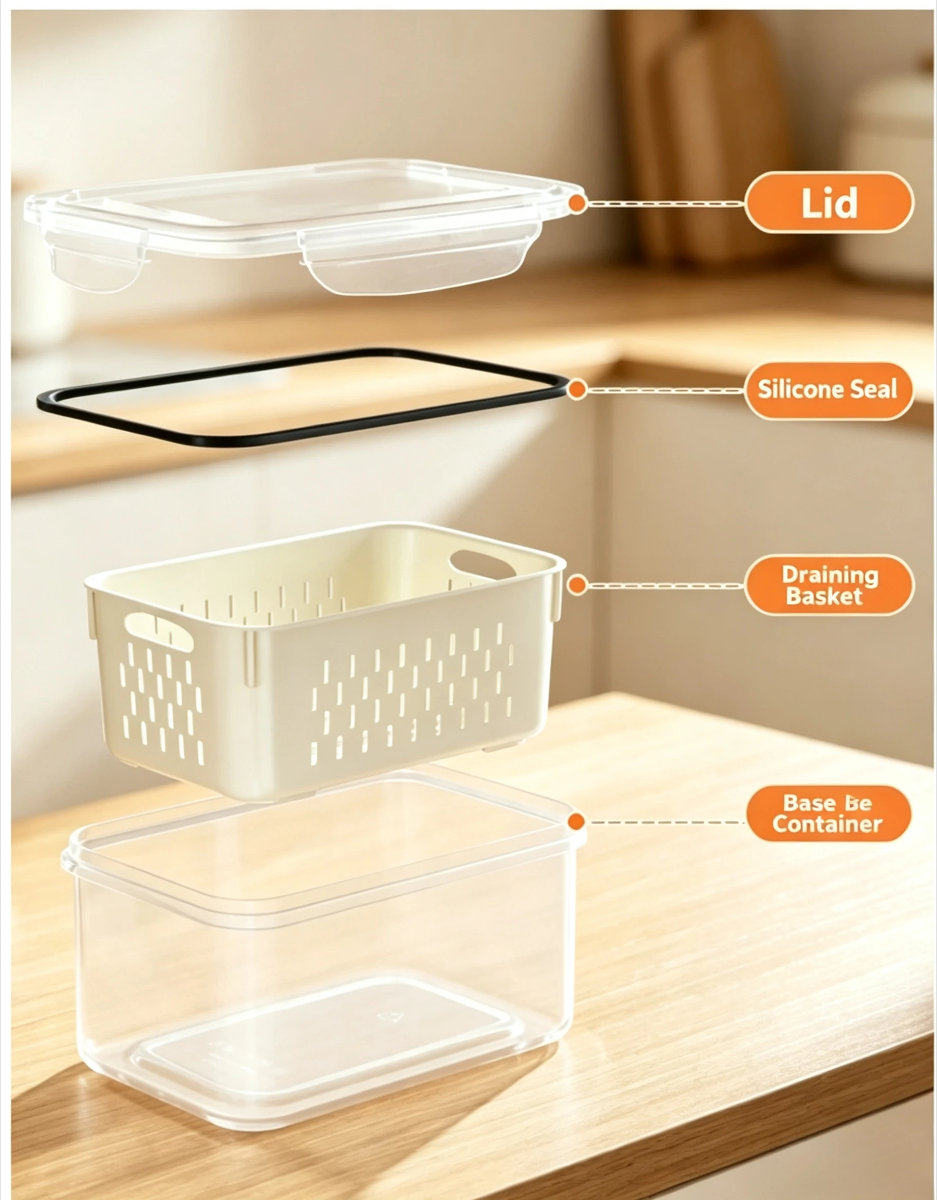 Denture Bath Box, 2‑in‑1 Drain Storage Denture Case, Food‑Grade Large Capacity Leak‑Proof False Teeth Container