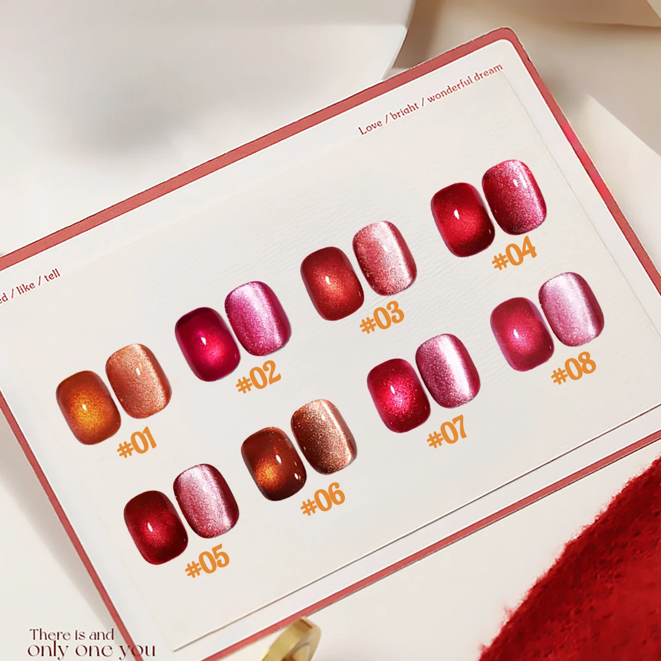 

1pcs PSK Red Cat Eye Red Peach Queen Series Cat Eye Gel Nail Polish Autumn/Winter Popular Glass Bead Crystal Cat Eye Nail Art