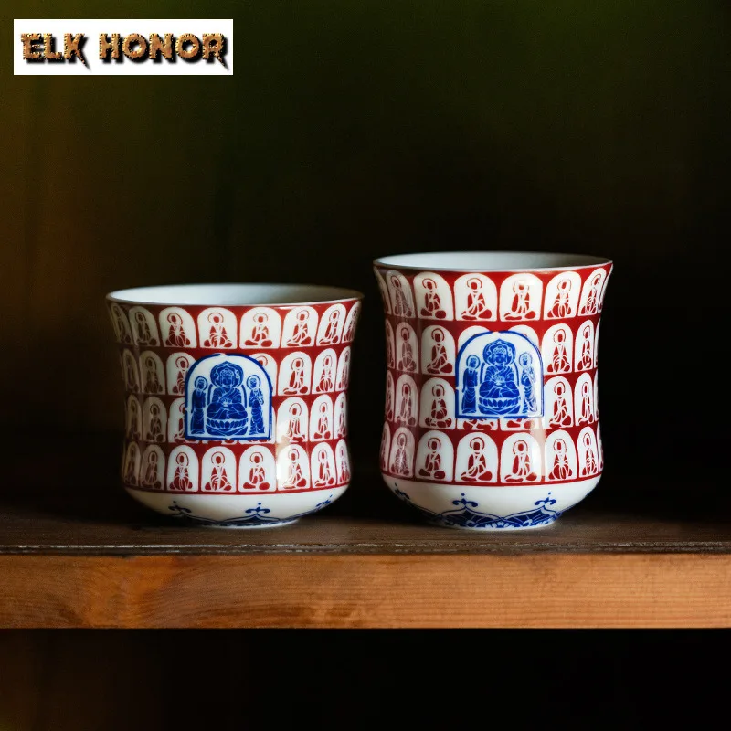 150ml Dunhuang Ten Thousand Buddhas Master Cup Zen Ceramic Tea Cup Tasting Mug Vintage Tea Pair Meditation Cup Tea Items Crafts