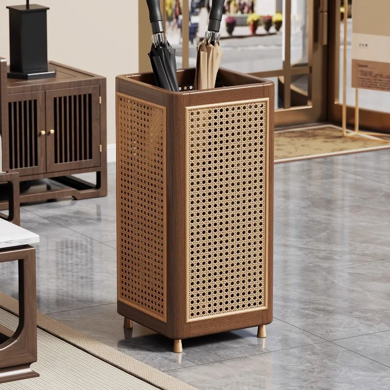Solid wood umbrella storage rack, commercial lobby umbrella bucket placement rack, household door umbrella drain rack