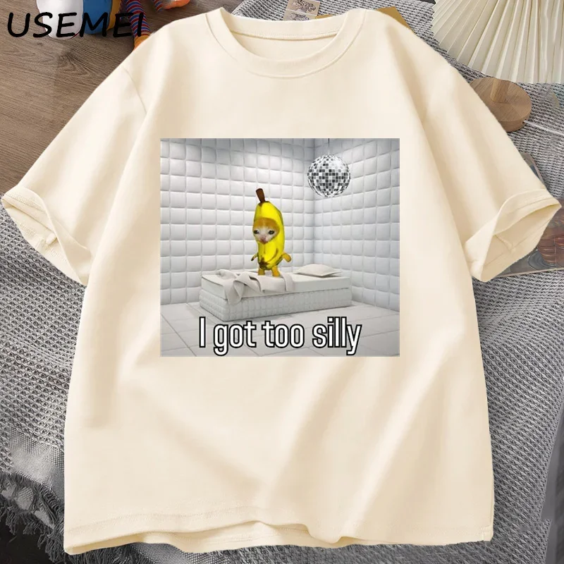 حصلت على تي شيرت سخيف جدًا تي شيرت الاستيقاظ سيلي البكاء الموز حزين القط ميمي تي شيرت رجالي تصميم مضحك Weirdcore Cringey بلايز