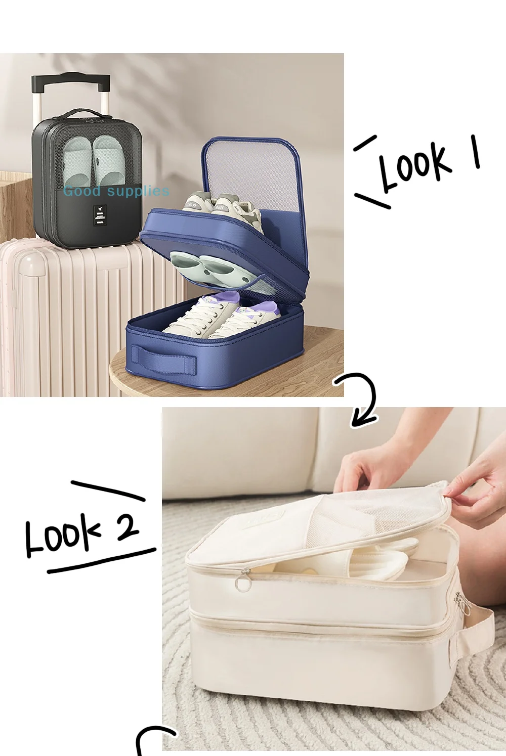 1 قطعة حقيبة تخزين الأحذية السفر الأحذية حقيبة التخزين المحمولة الأمتعة حقيبة التخزين حقيبة السفر ثلاث طبقات تخزين حقيبة الأحذية